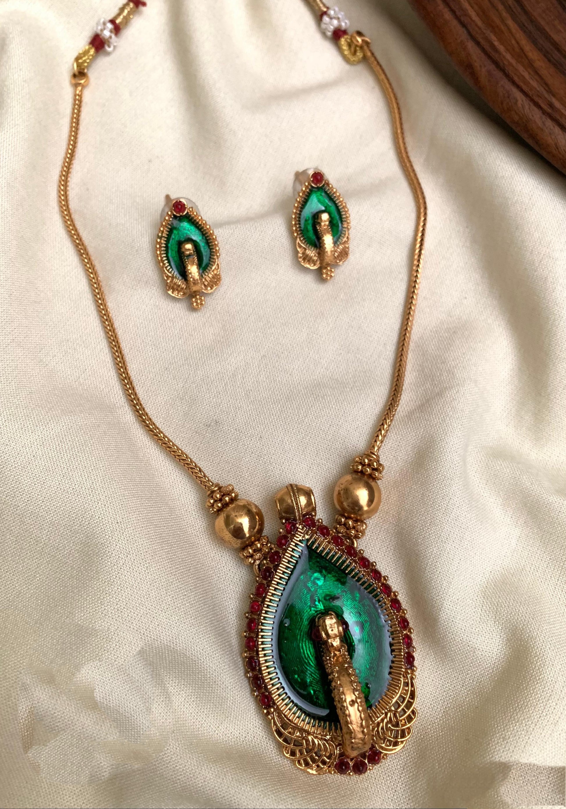Peacock Enamel Pendant Necklace