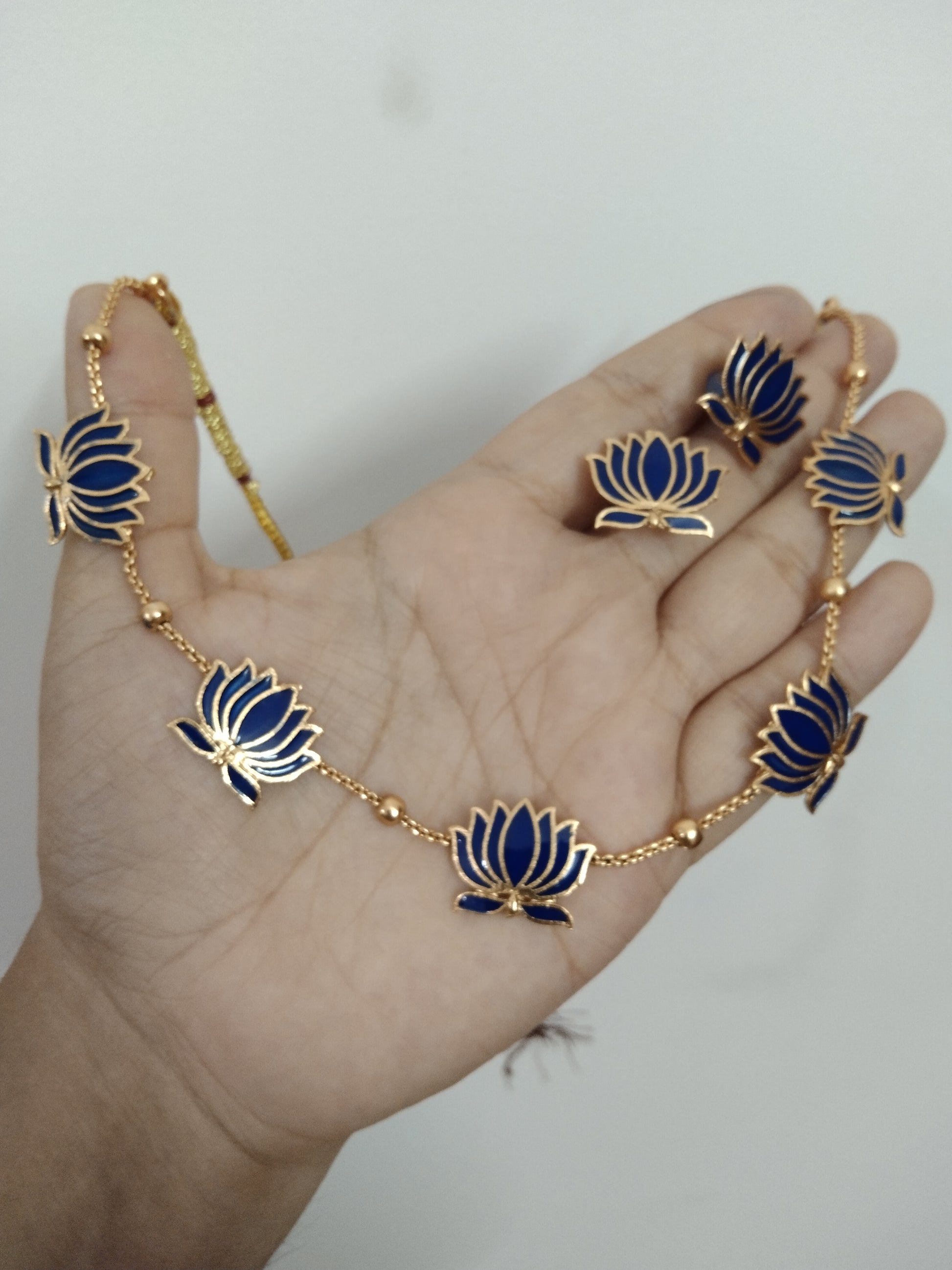 Manju Lotus Blue Colour Necklace