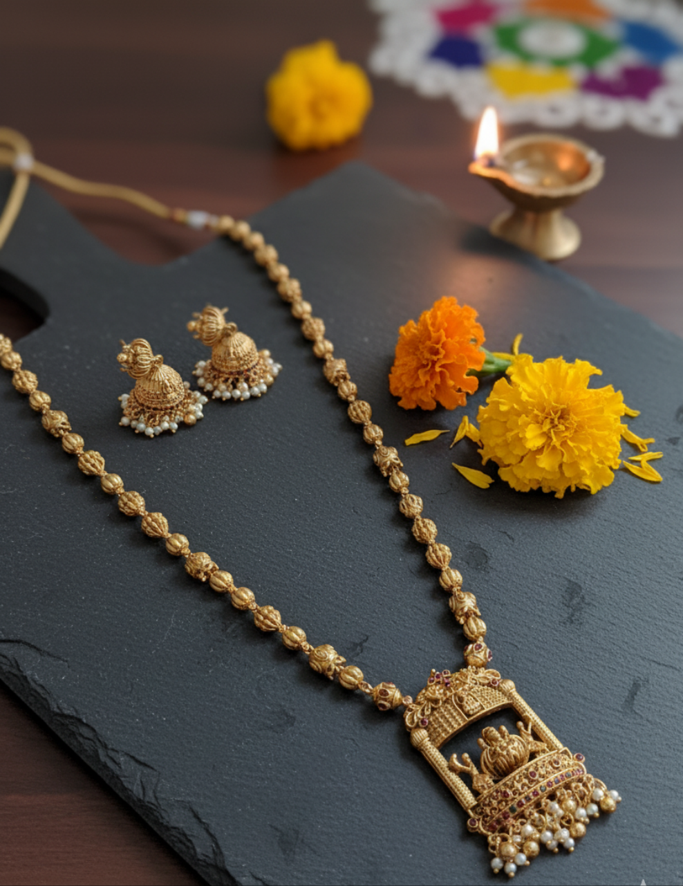 Budget Temple Lakshmi Long Necklace Set