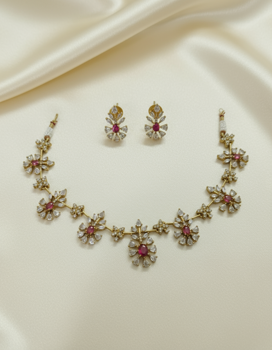 Flower AD Stone Necklace V2