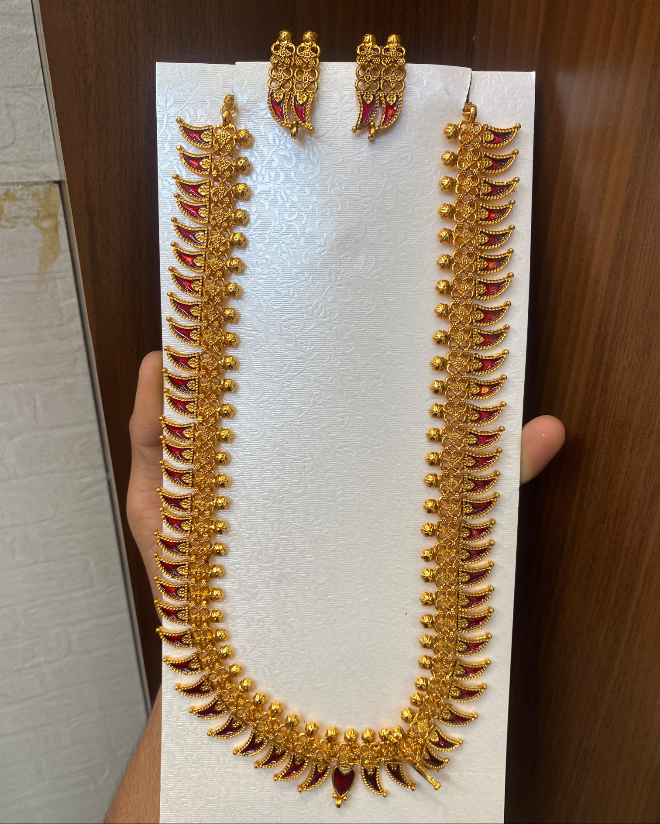 Palakka Mango Long Necklace Set