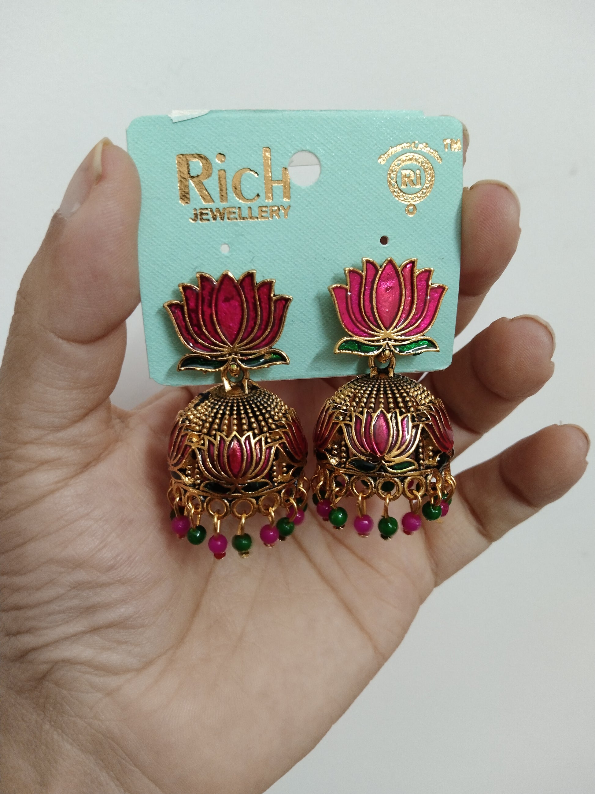 Low Budget Lotus Jhumka Earring