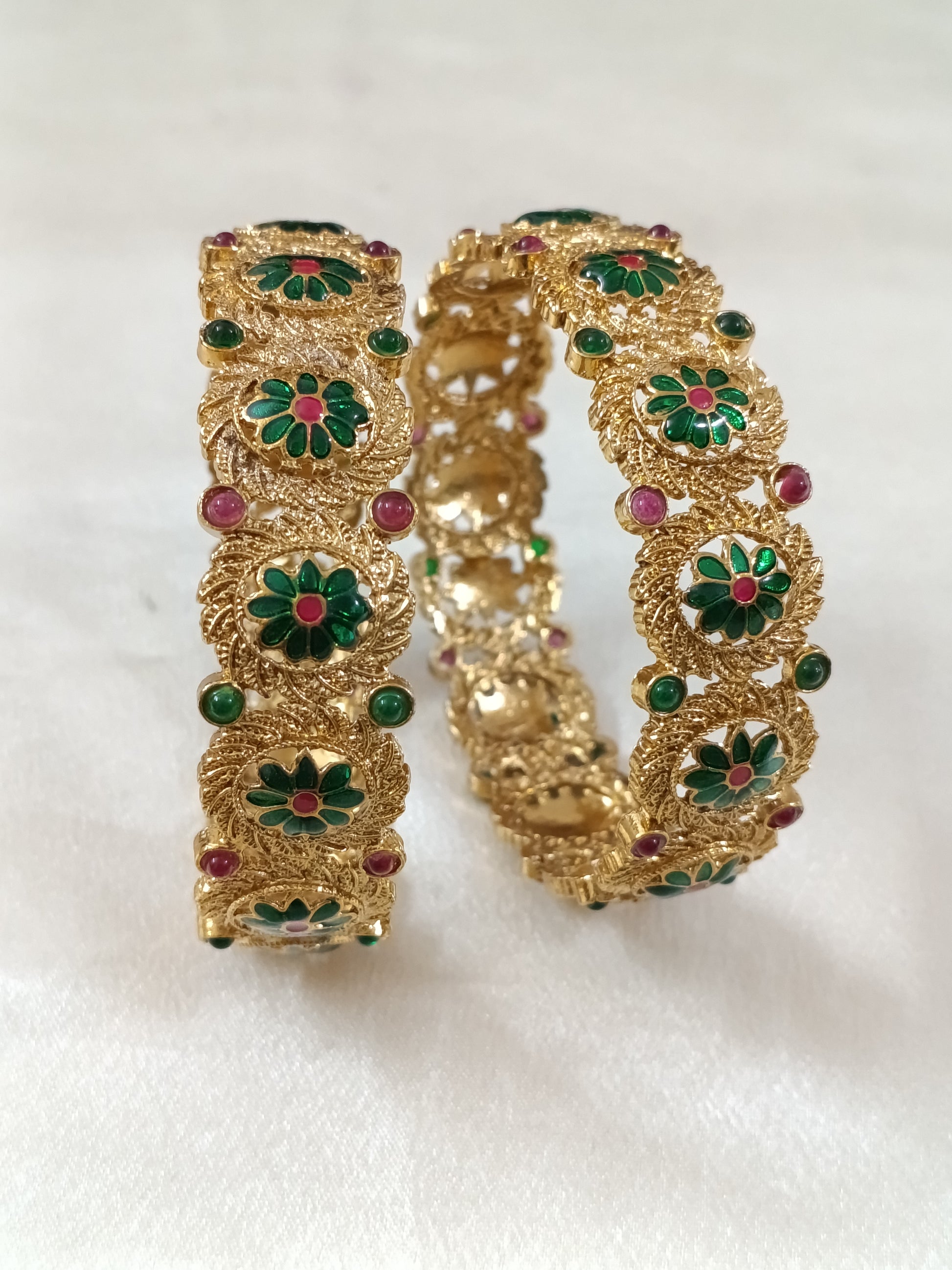 Floral Enamel Bangle Set of 2