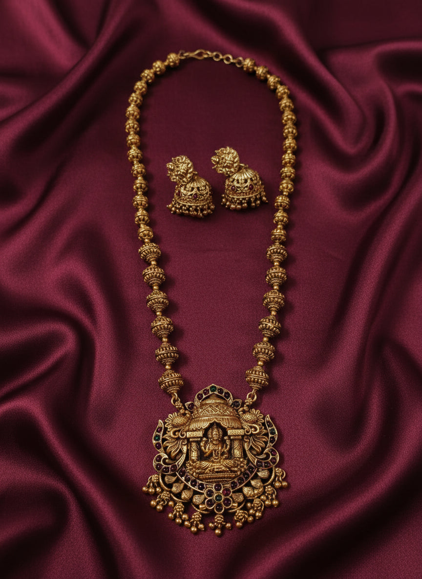 Heritage Lakshmi Mid Long Necklace Set