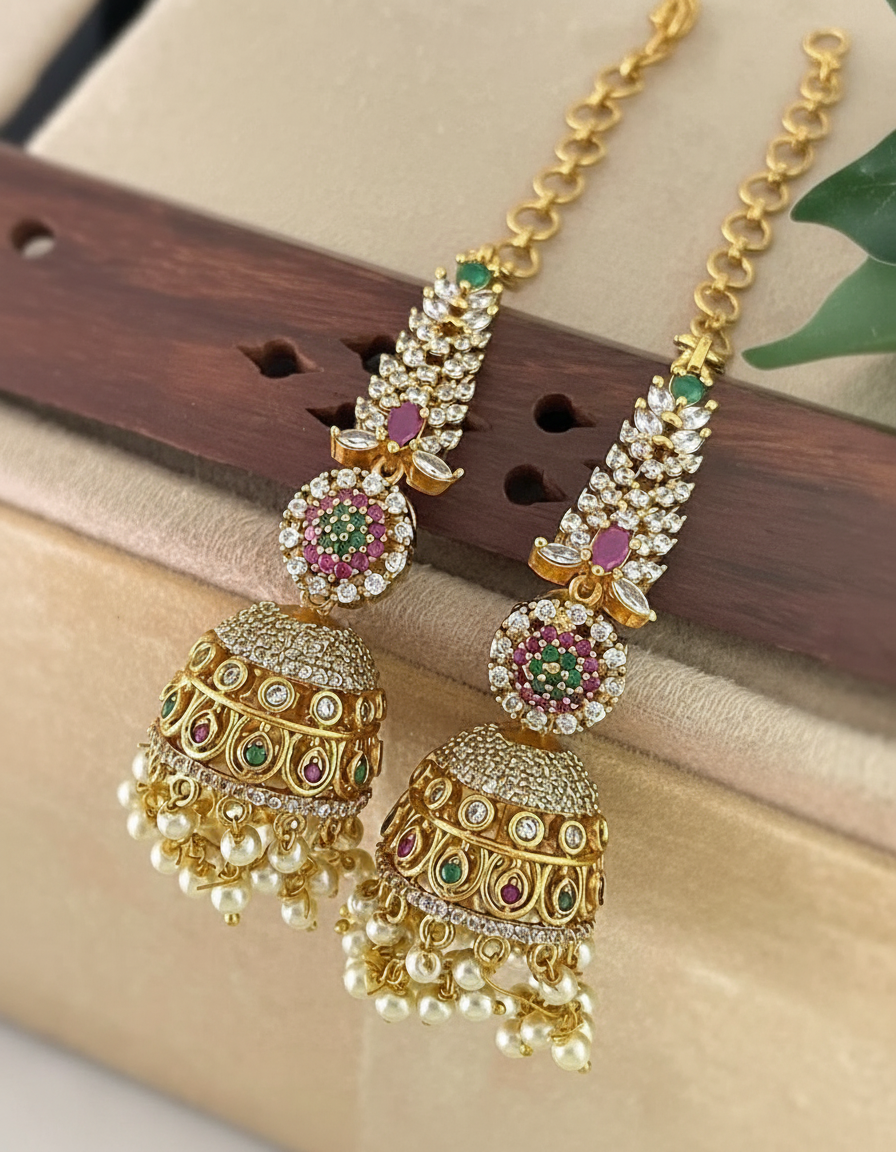 Clean jhumka earrings without watermark