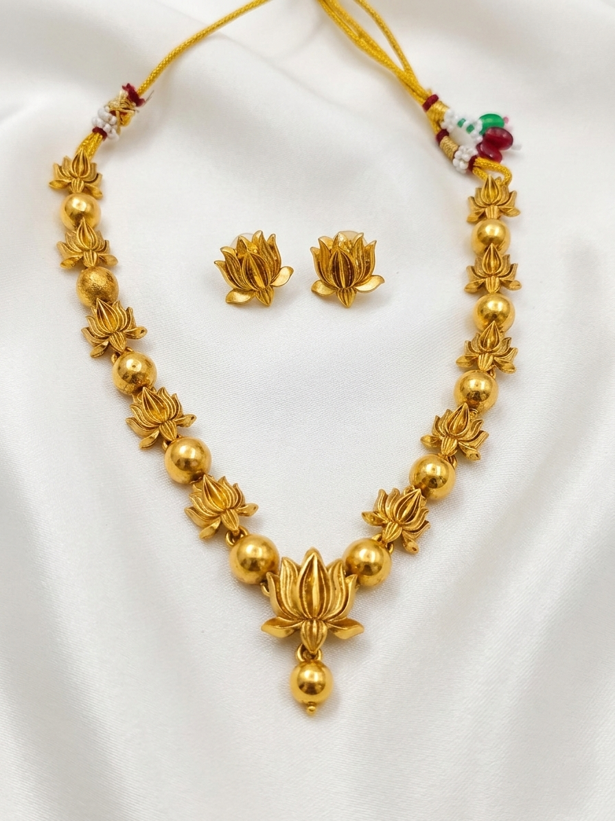 Golden Lotus Necklace Set V2