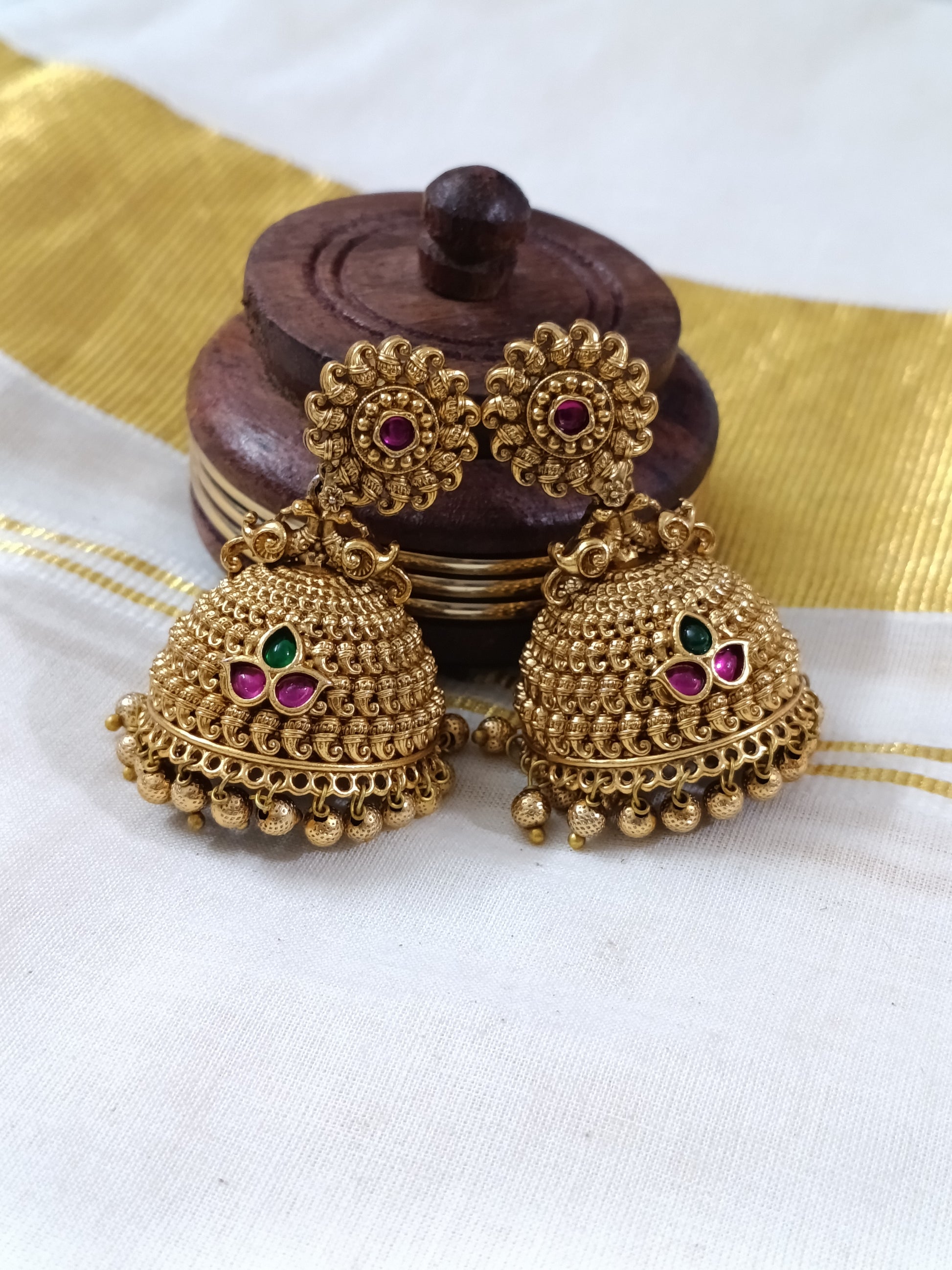 Matte Finish Non Idol Jhumka Earring V1
