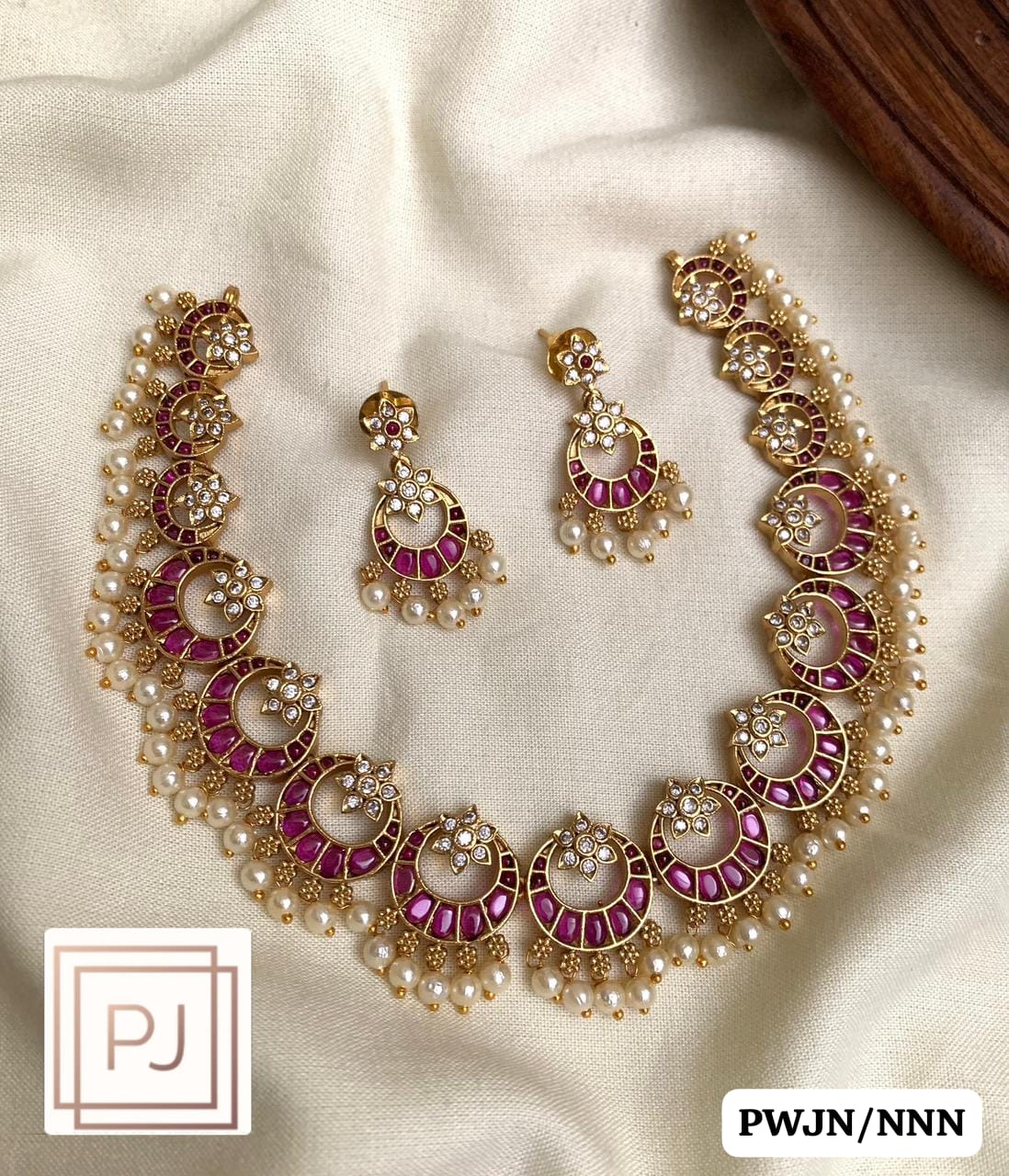 Ruby Kemp Halfmoon Pearl drop Necklace