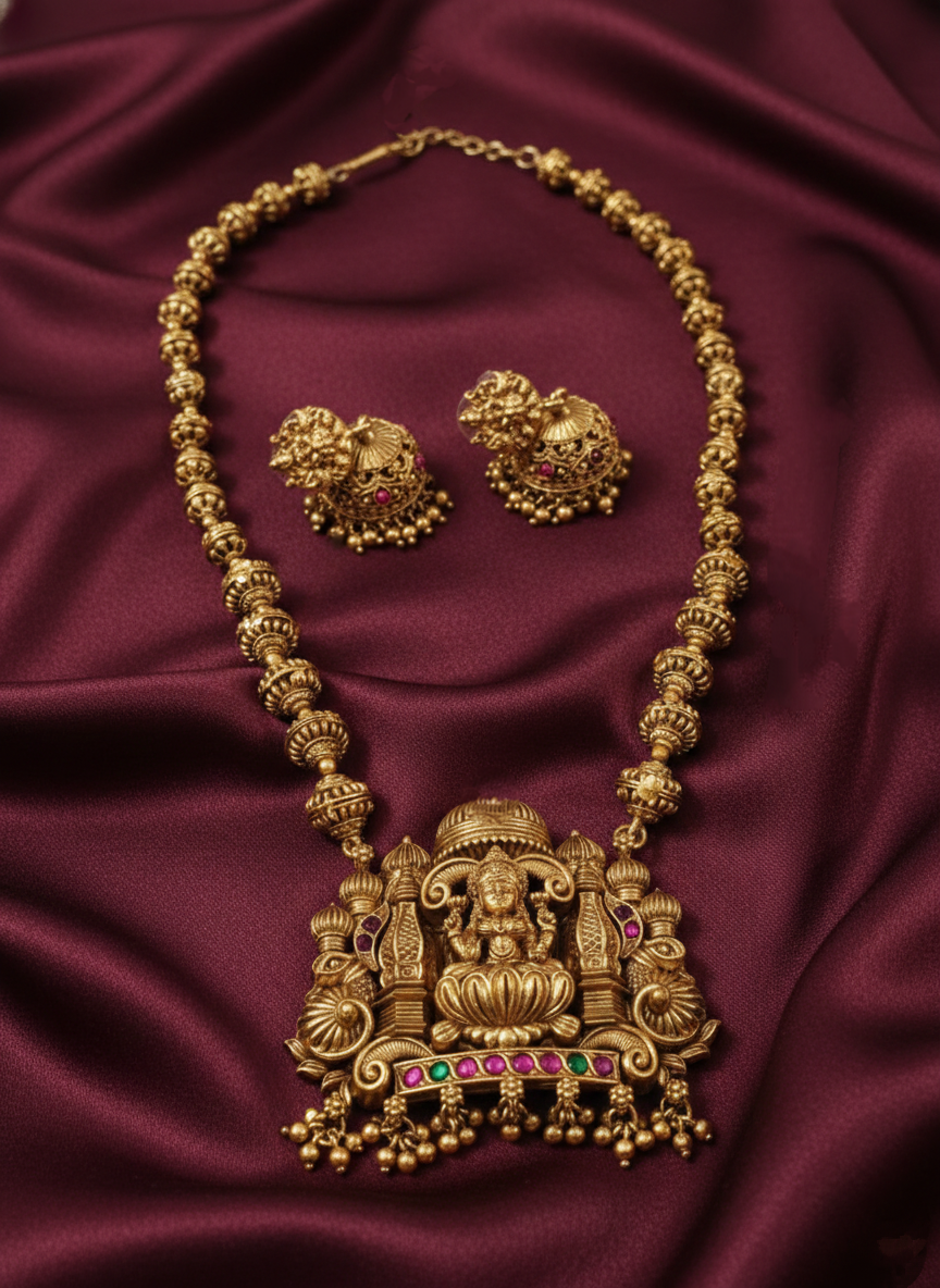 Lakshmi Mid Long Necklace Set V11