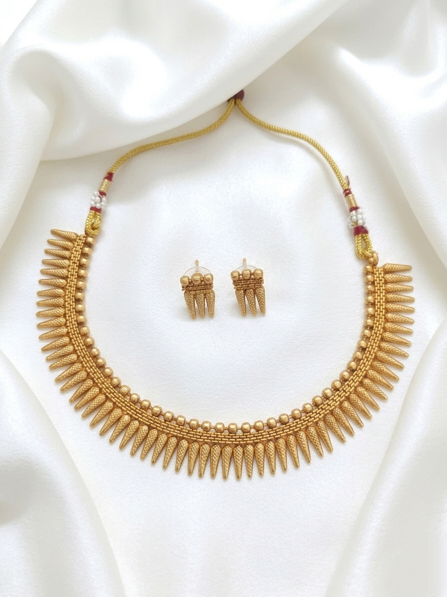 Budget Matte Finish Mullamottu Necklace Set