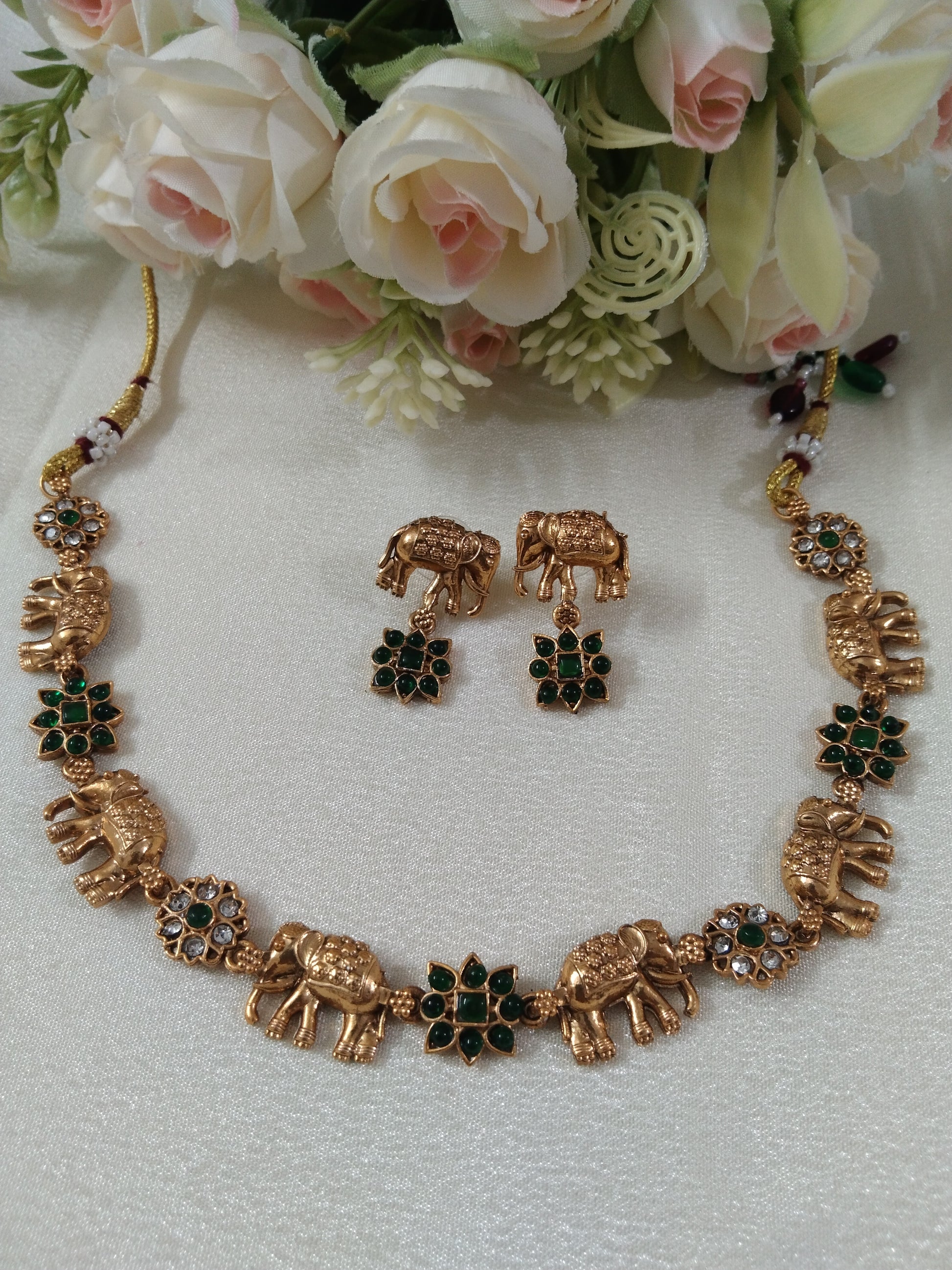 Floral Elephant Necklace Set