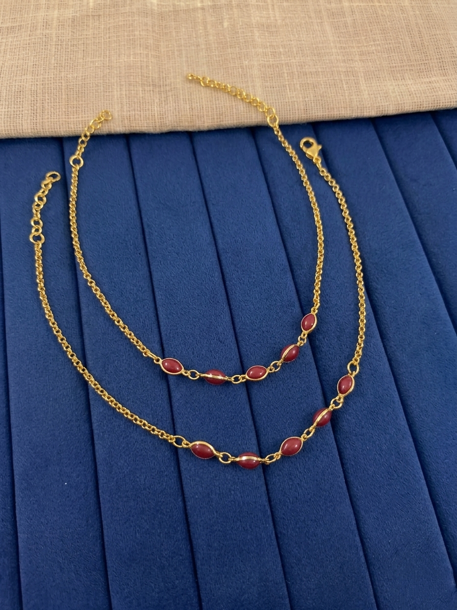 Coral Bead Anklet