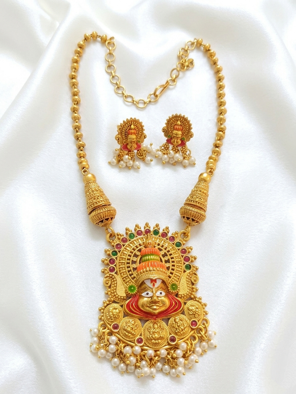 Matte Finish Enamel Kathakali Necklace Set