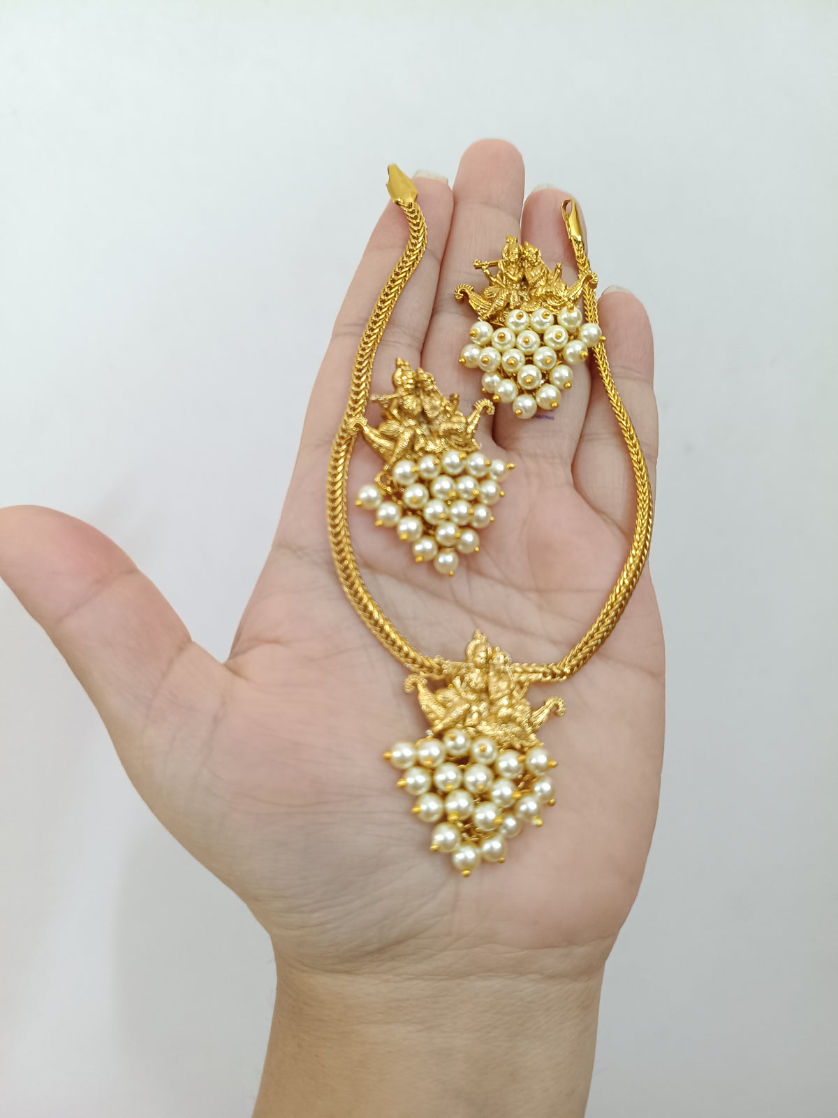 Radhekrishna Bead Pendant Necklace Set