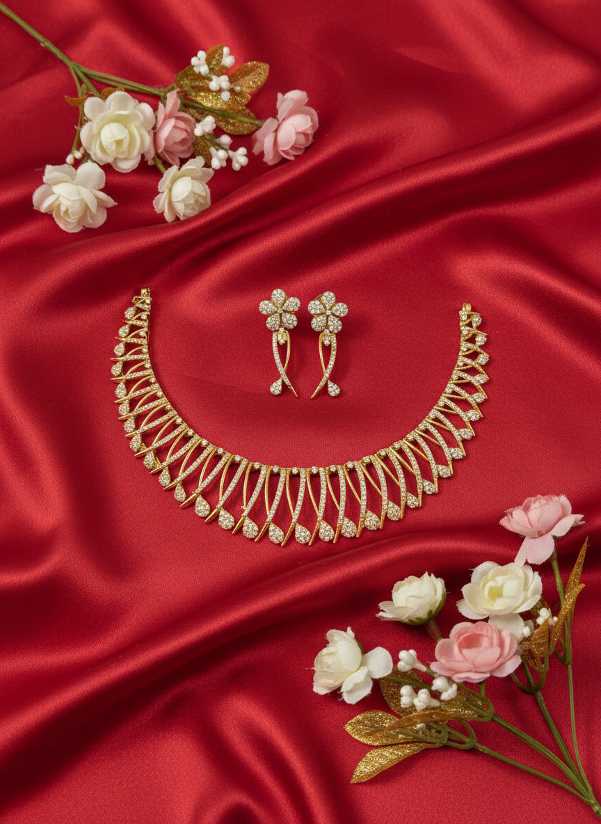 Lattice AD Stone Necklace Set