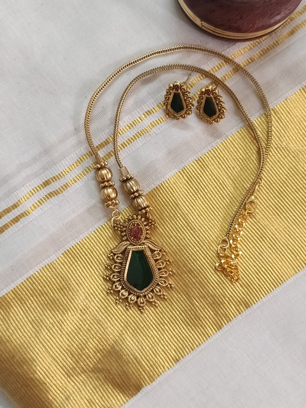 Low Budget Nagapadam Pendant Mid Long Necklace Set V2.0