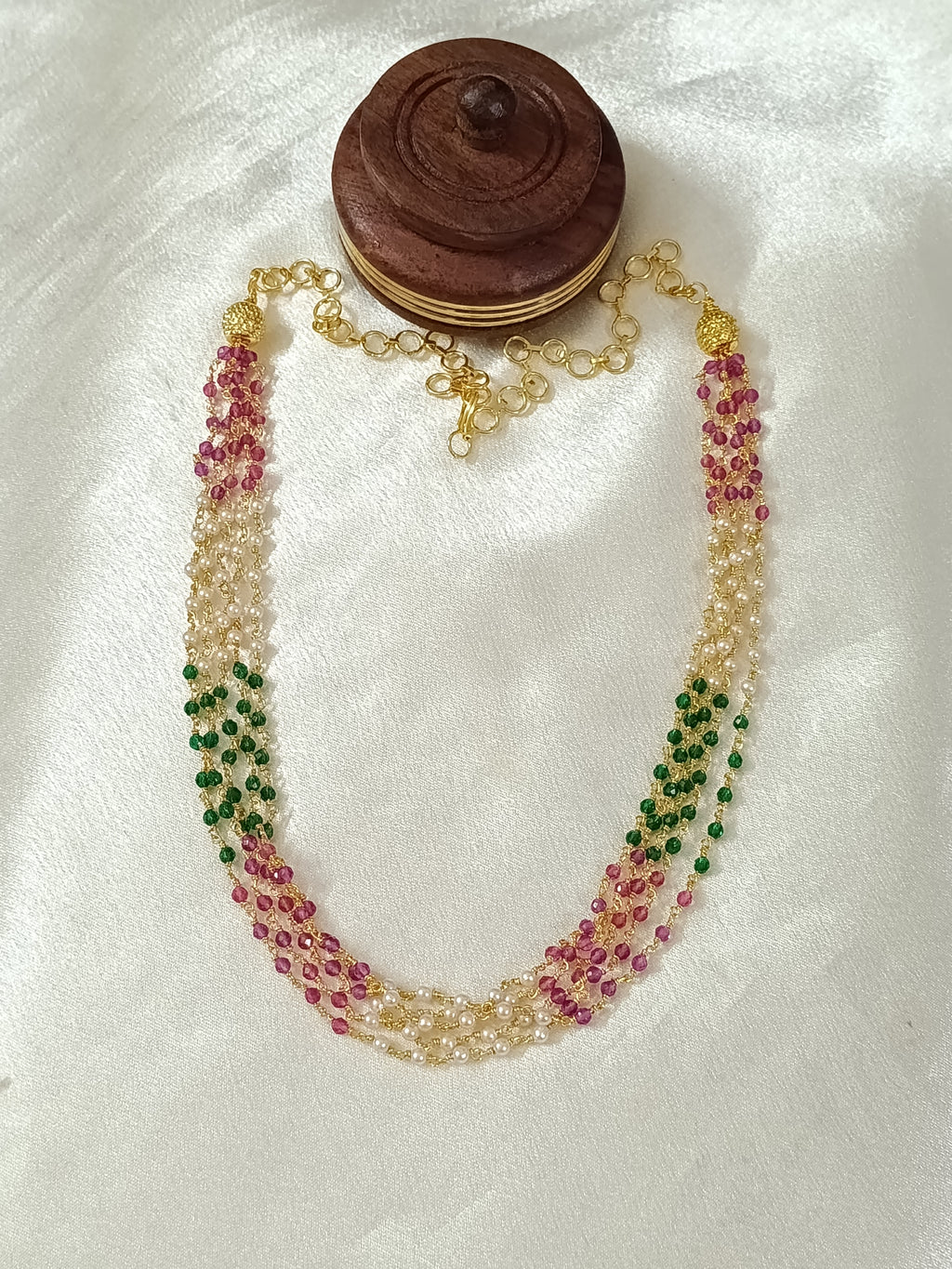 Multi Layer Bead Mid Long Necklace