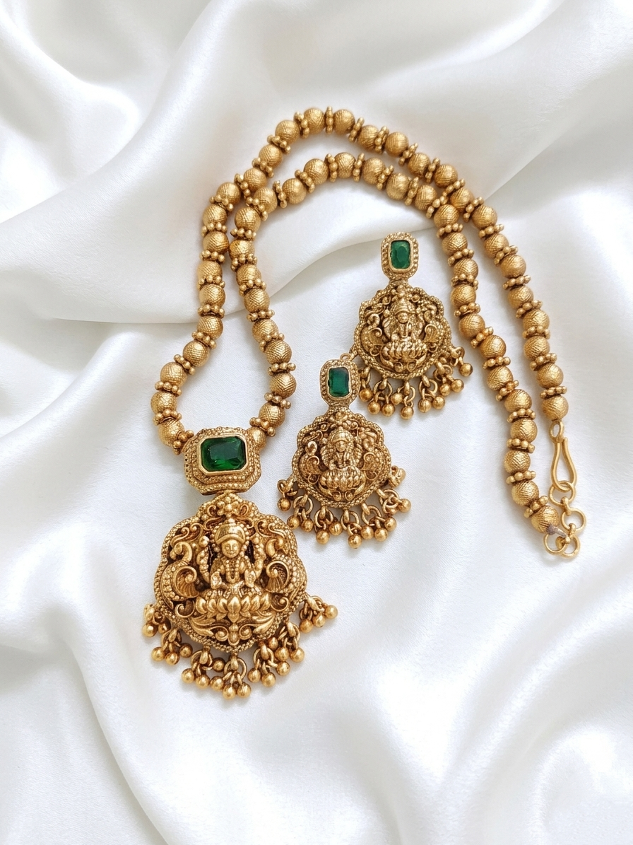 Lakshmi Mid Long Necklace Set v23