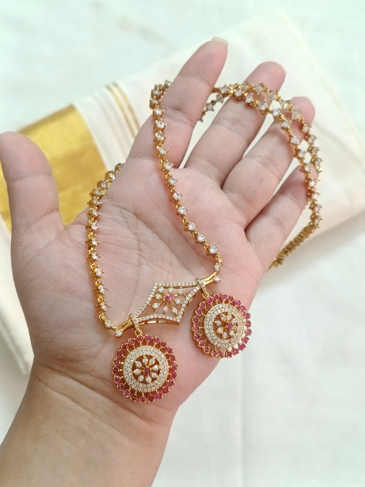 AD Simple Long Necklace Set