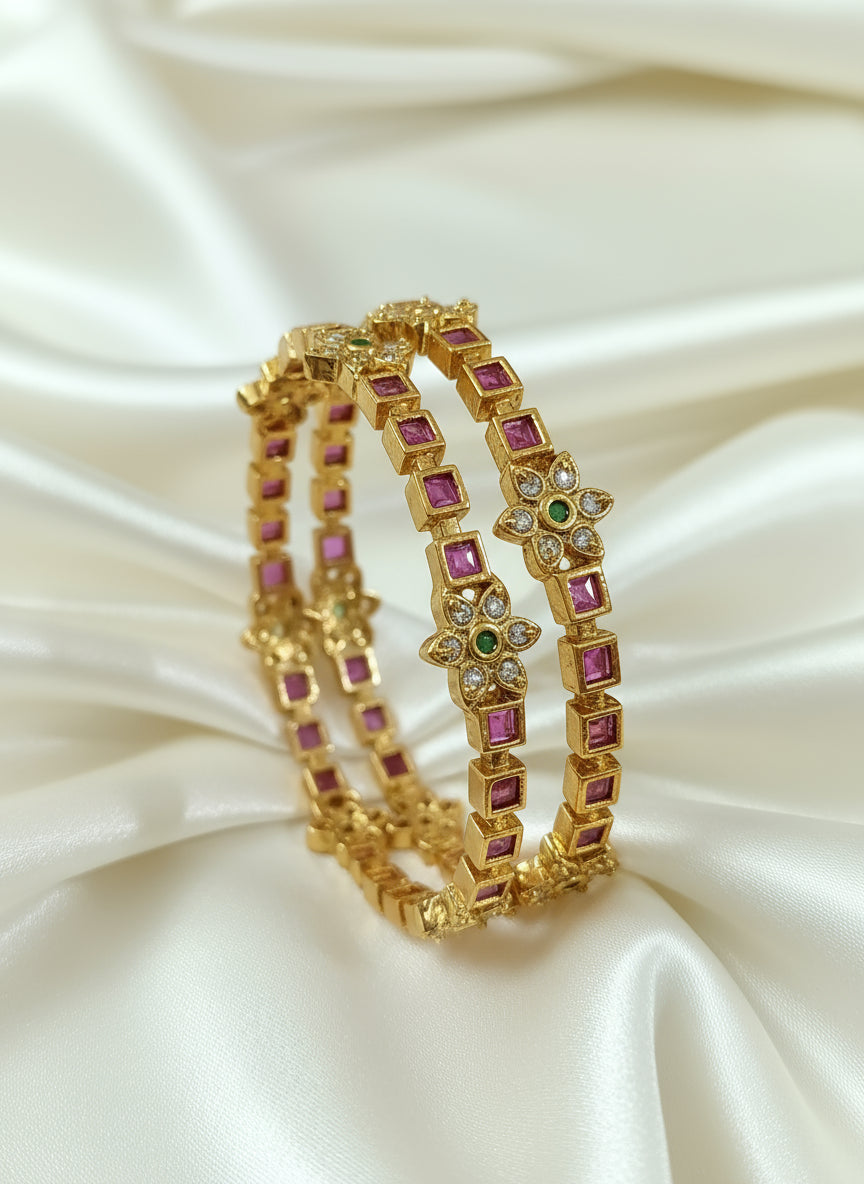 AD Flower Bangle Set Of 2