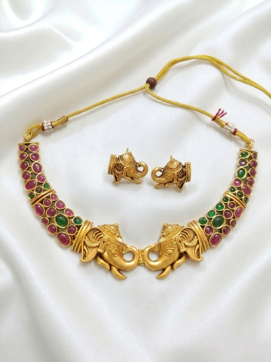 AD Elephant Hasli Necklace Set