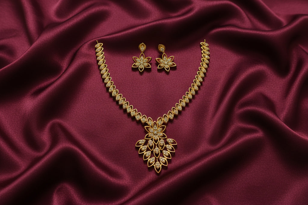 AD Floral Necklace Big V51