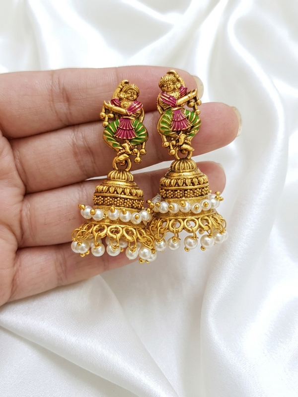 Enamel Narthaki Jhumka Earring