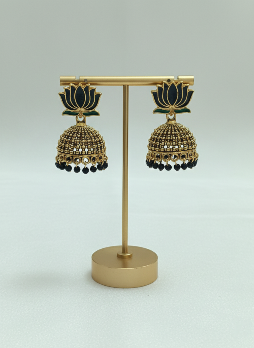 Low Budget Lotus Jhumkas Earring V2