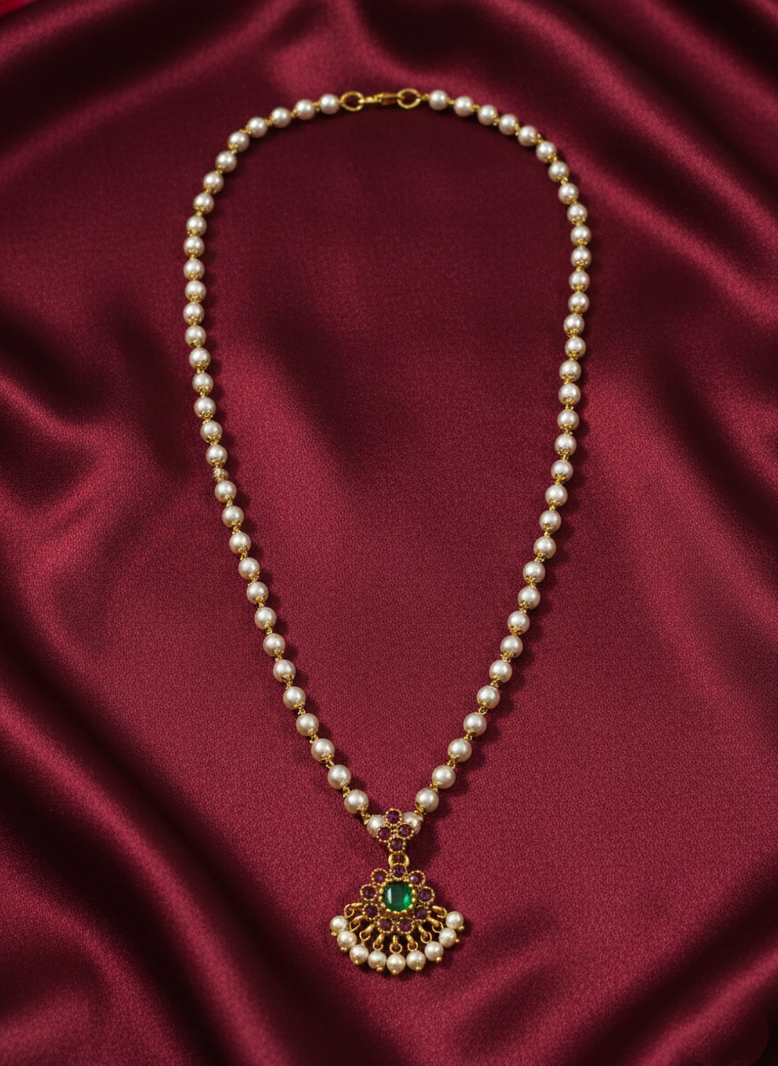Attigai Pendant Mid Long Necklace Set