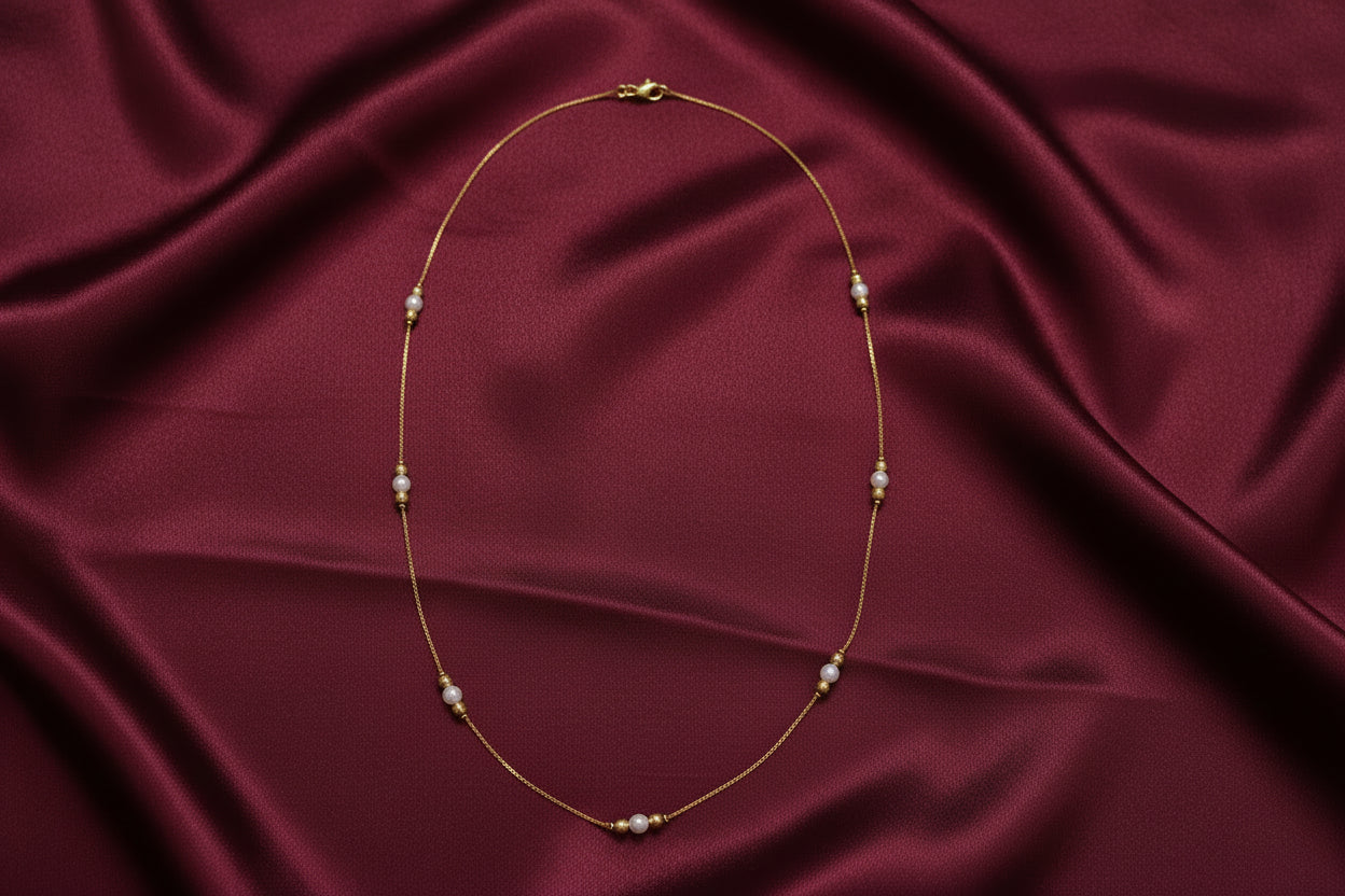 Micro Polish Mid Long Necklace Set
