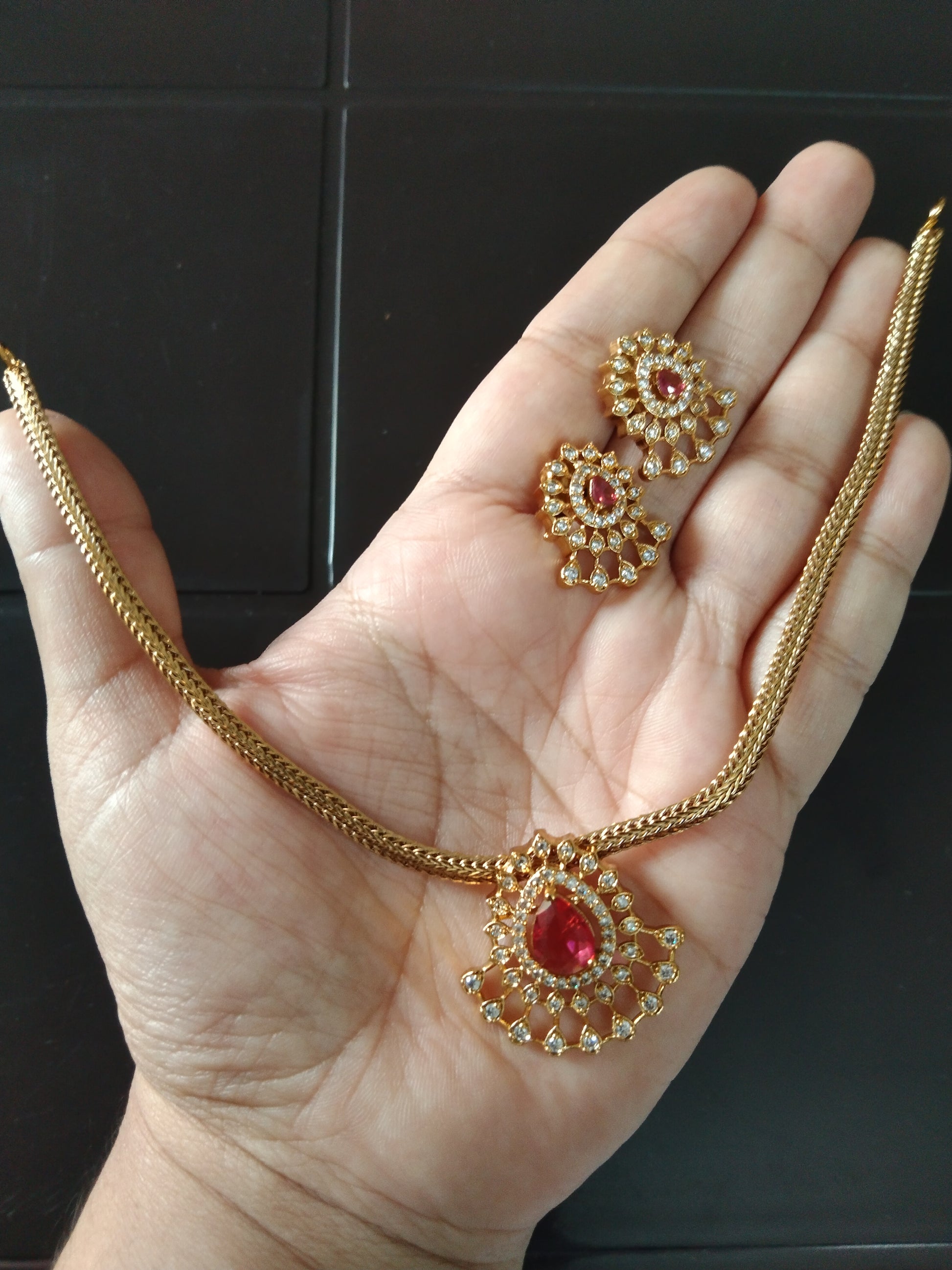 AD Stone Pendant Necklace Set V3