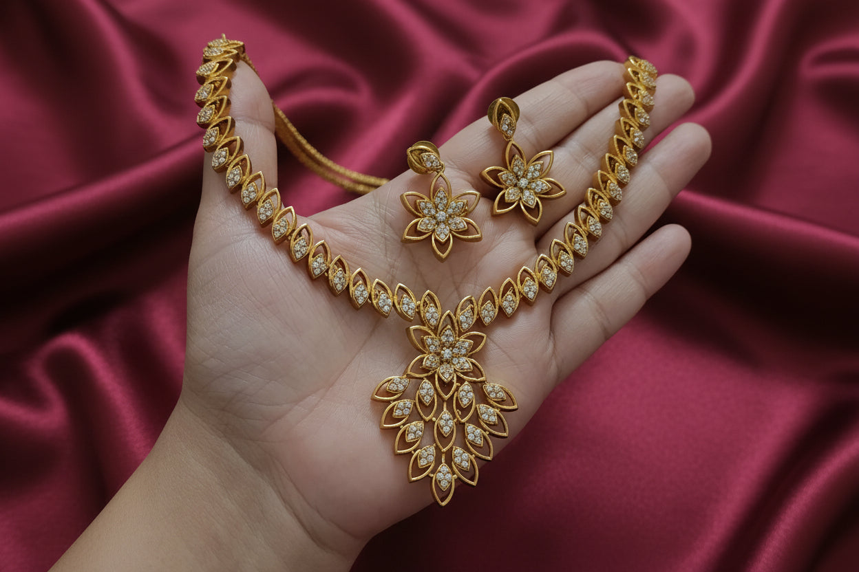 AD Floral Necklace Big V51