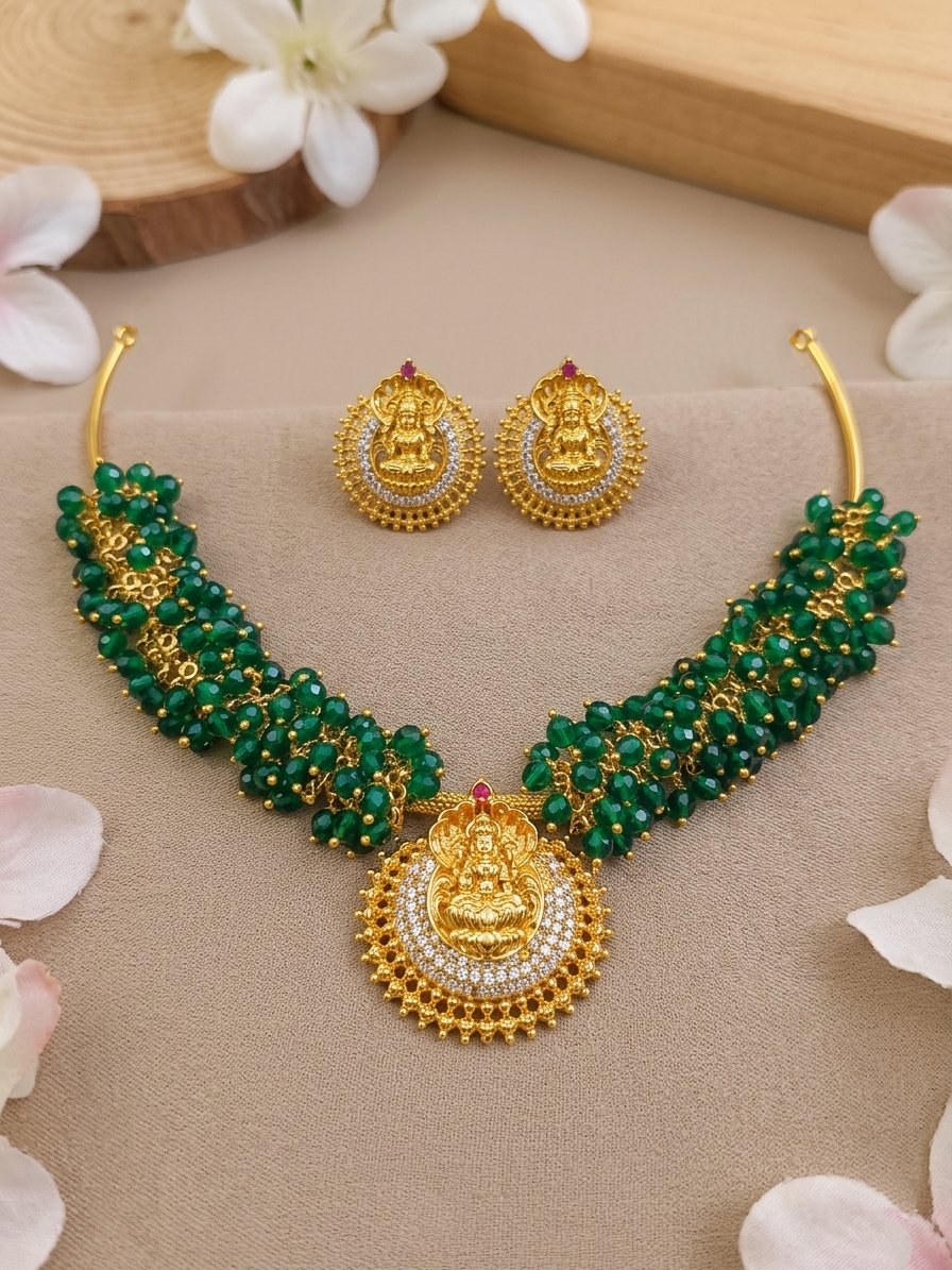 Lakshmi Beaded Hasli Necklace Set
