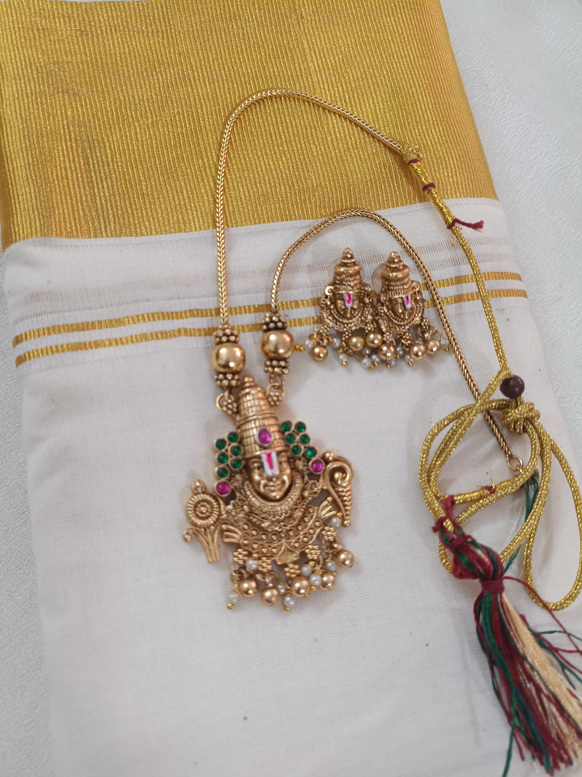 Balaji Pendant Mid Long Necklace Set V3