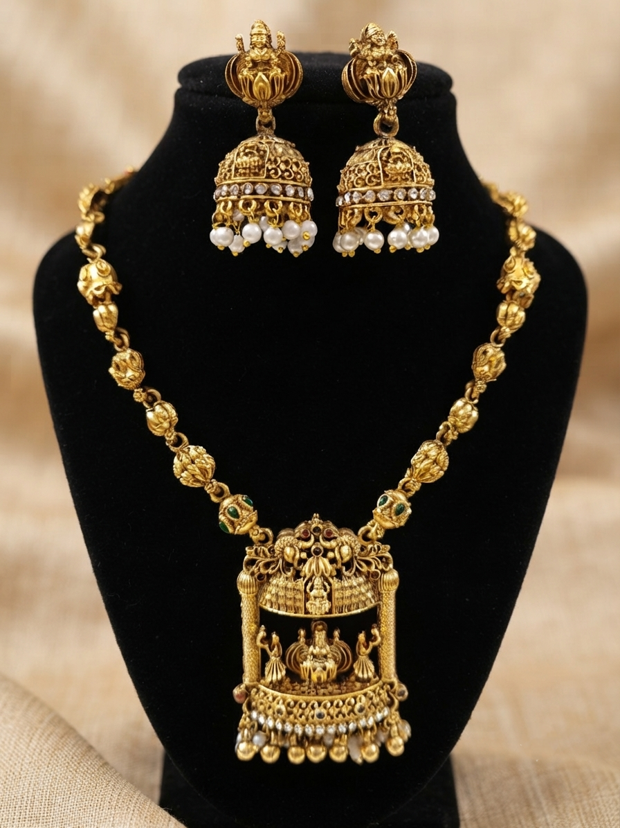 Budget Temple Lakshmi Necklace Set