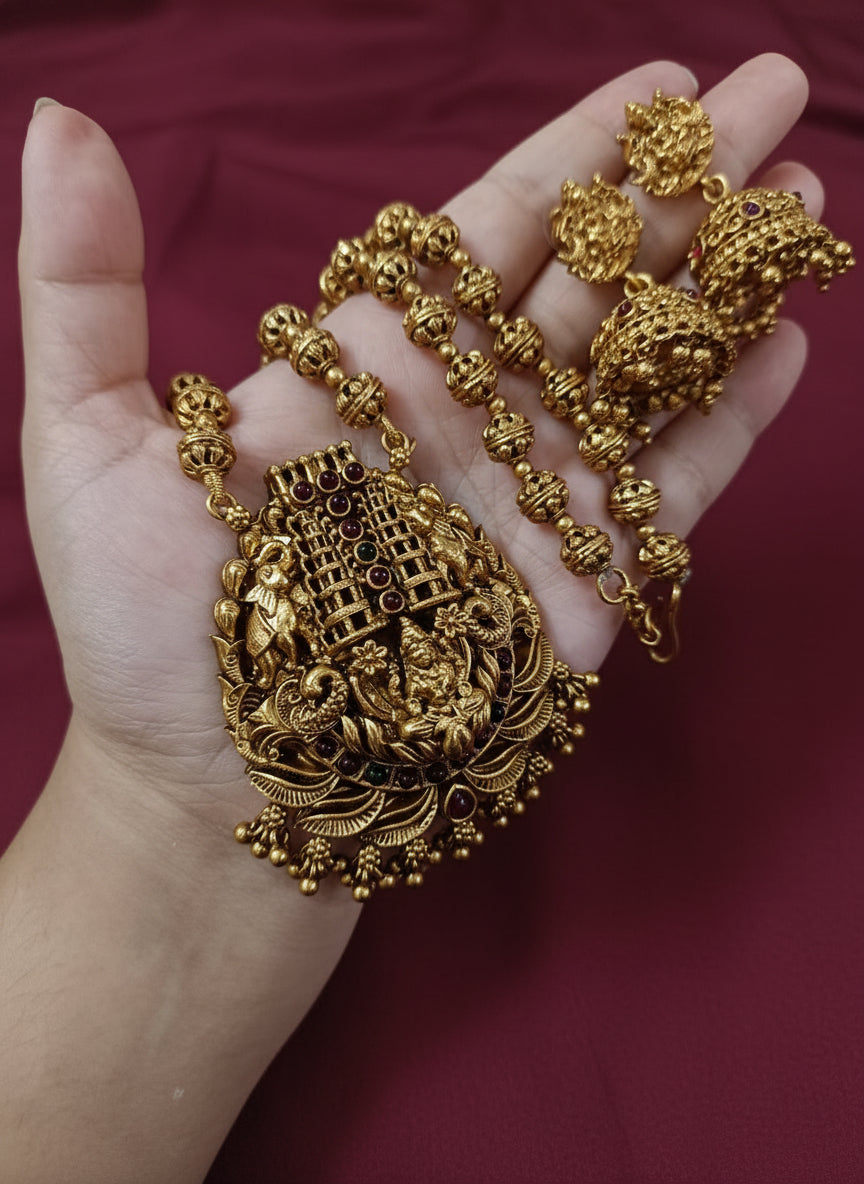 Temple Lakshmi Mid Long Necklace V5