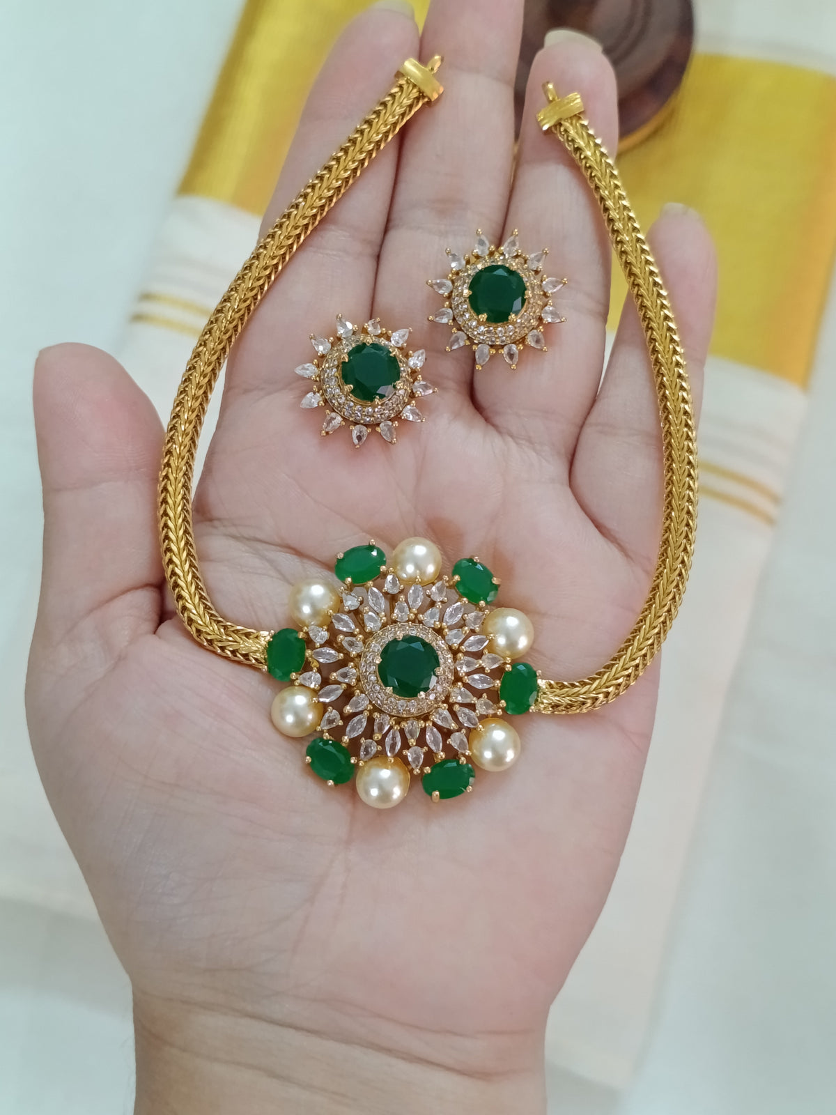 Premium Quality AD Floral Choker Set