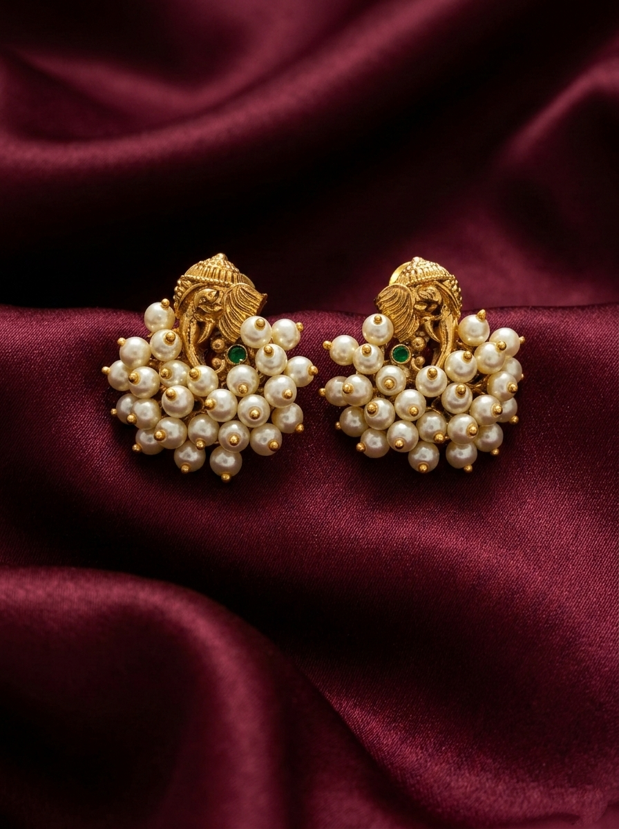 Ganesha Pearl Earring