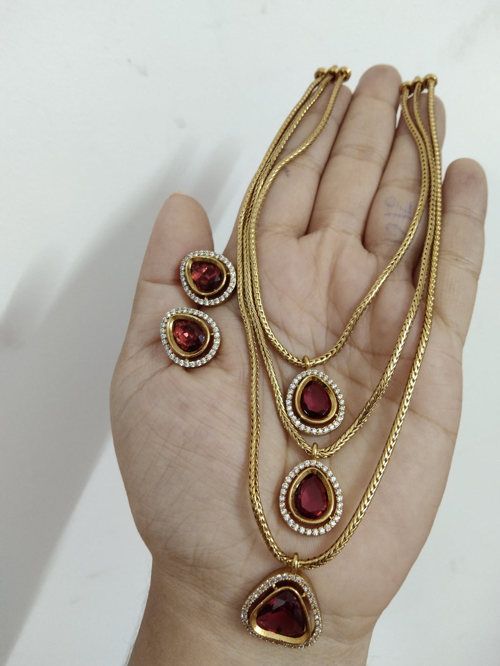 3 Layer AD Pendant Necklace Set