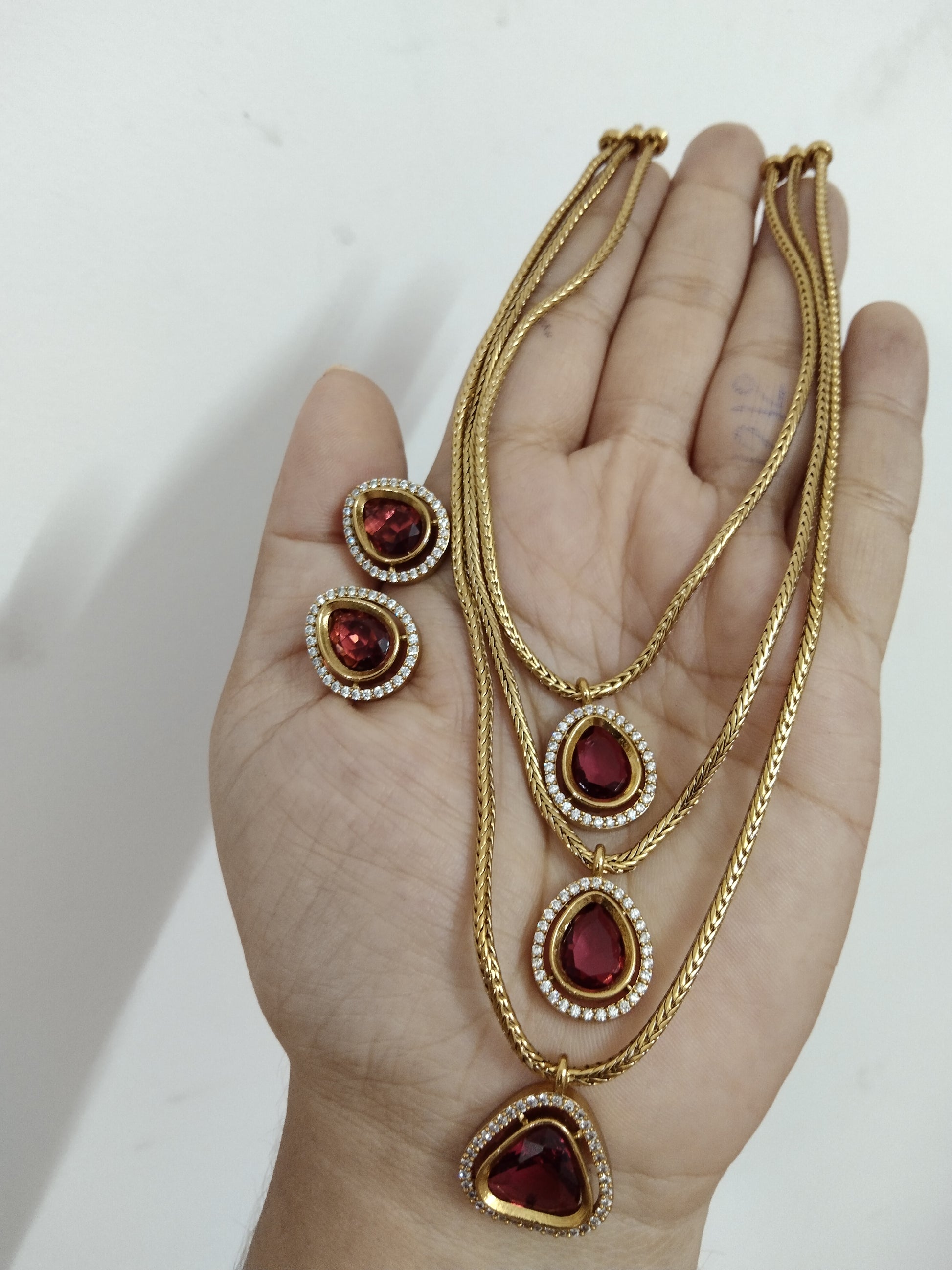 3 Layer AD Pendant Necklace Set