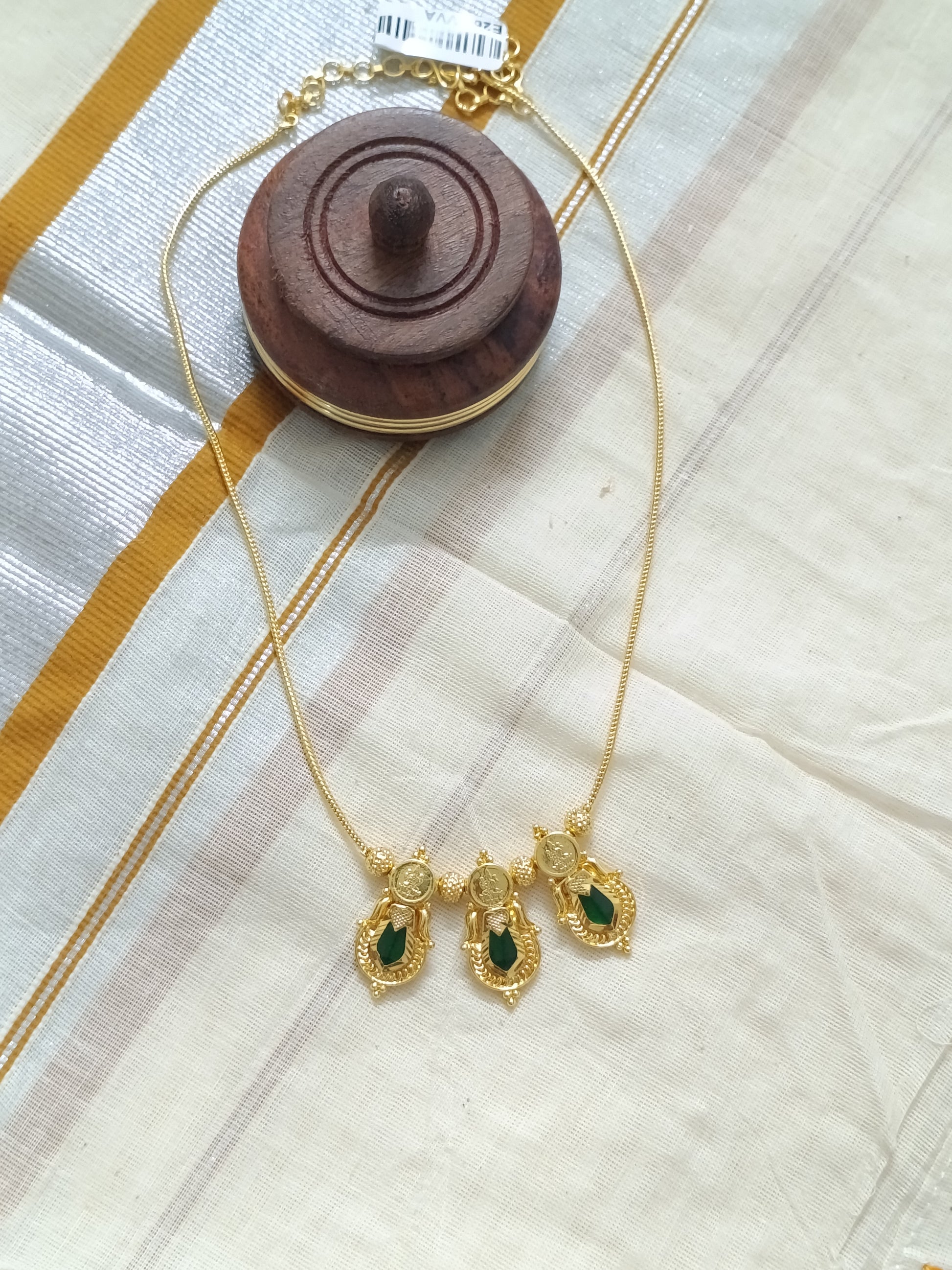 Micro Polish Nagapadam Lakshmi Coin Mid Long Necklace