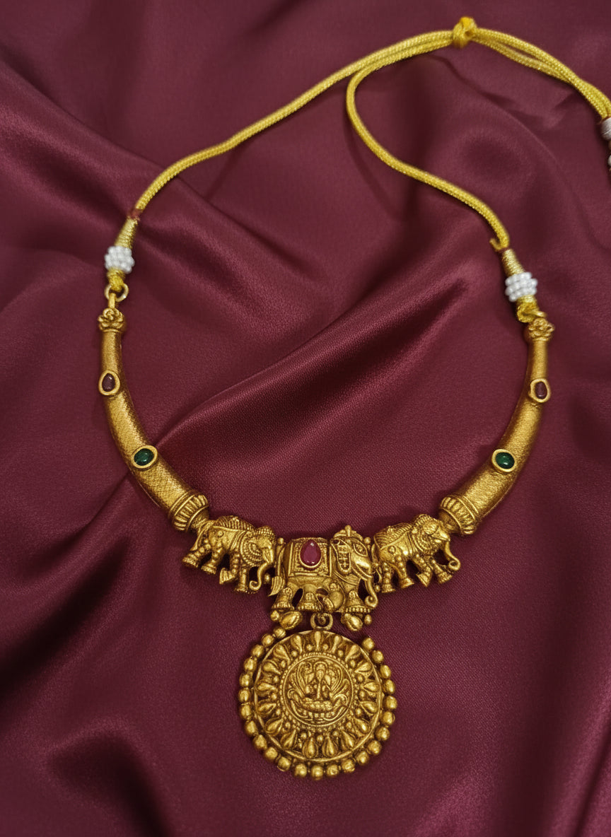 Elephant Lakshmi Hasli Necklace