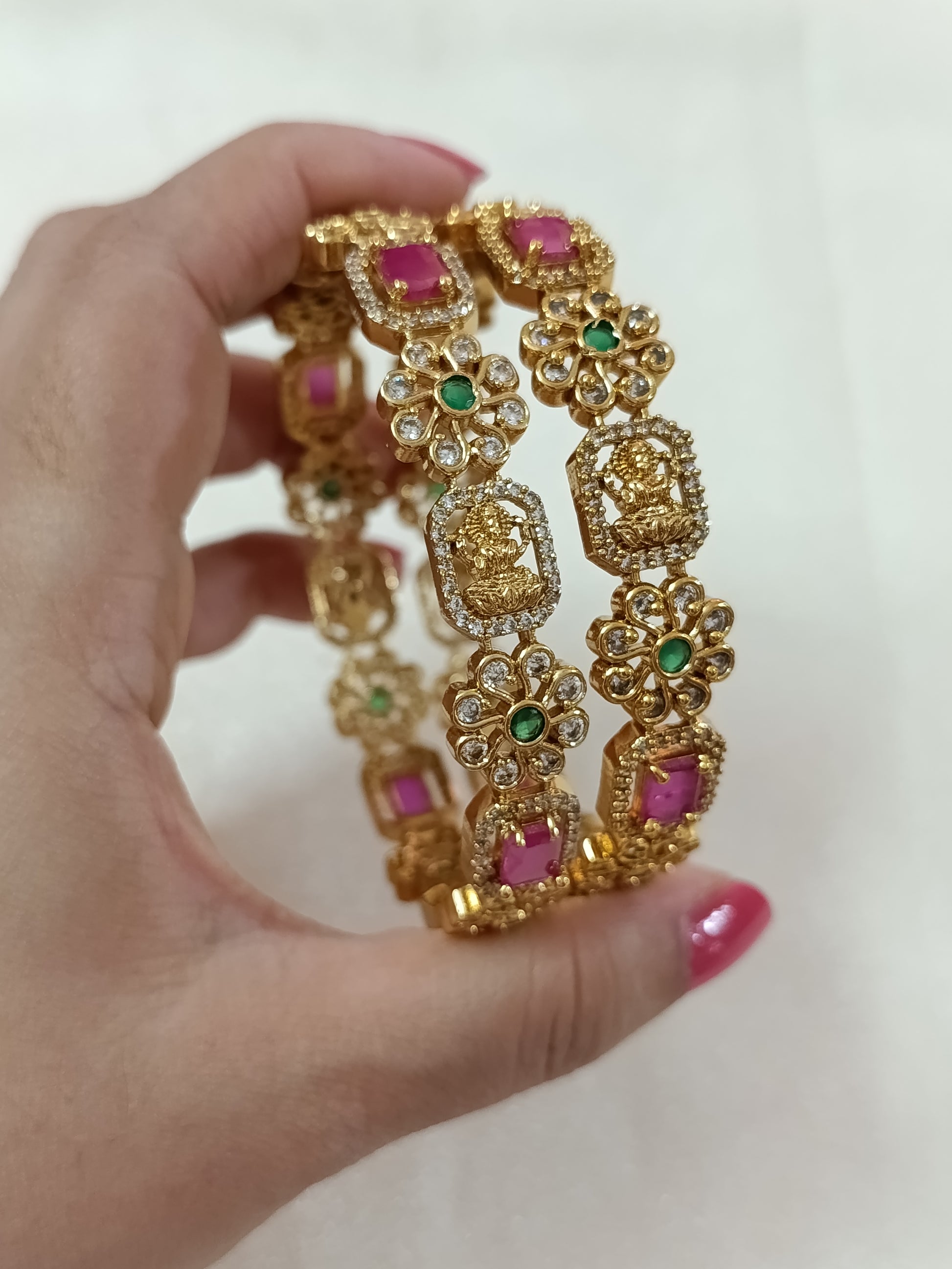 AD Lakshmi Flower Bangle Set of 2