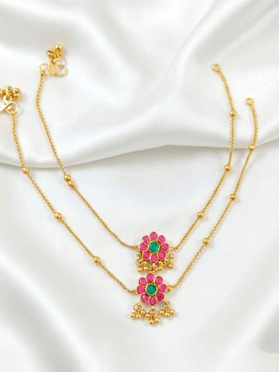 Flower Motif Anklets