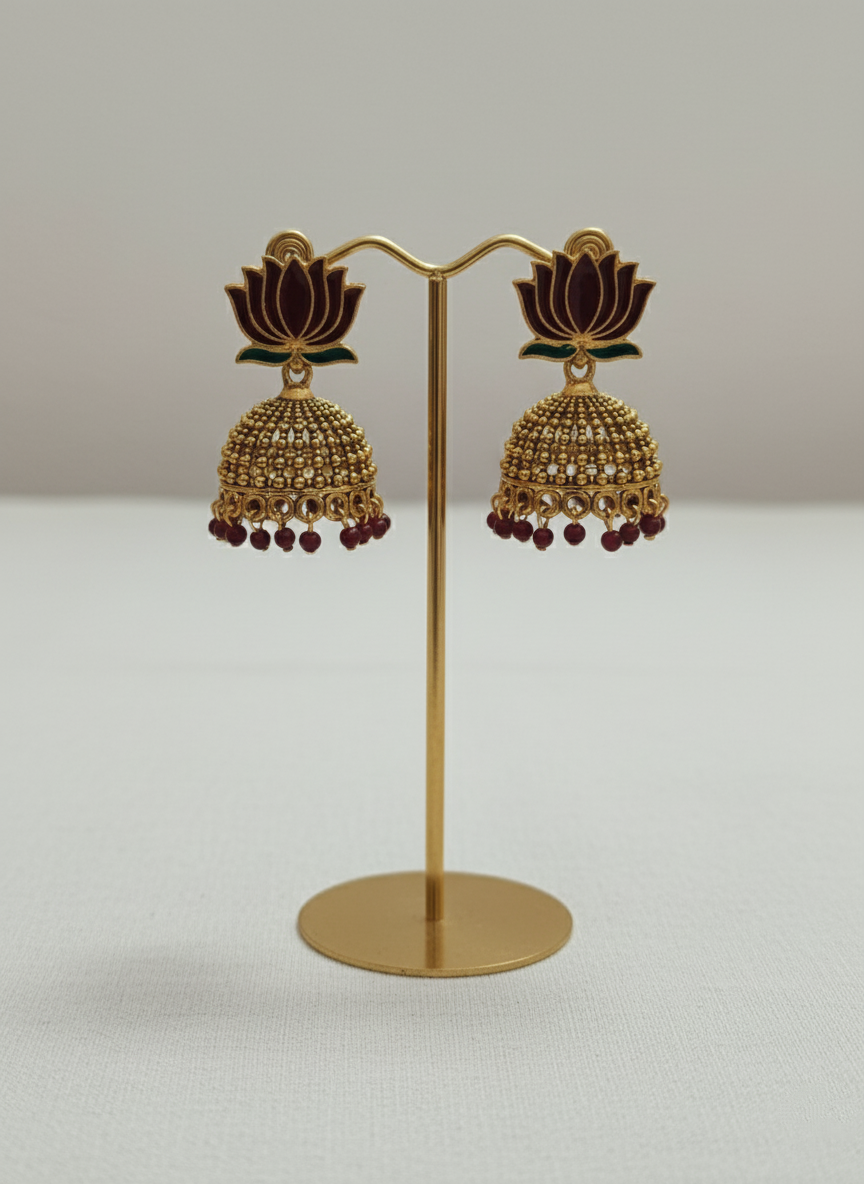Low Budget Lotus Jhumkas Earring V2