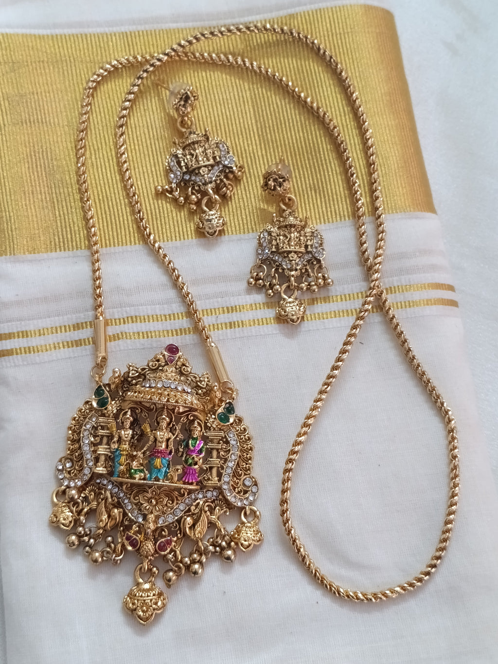 Ramparivar Pendant Long Necklace Set V2