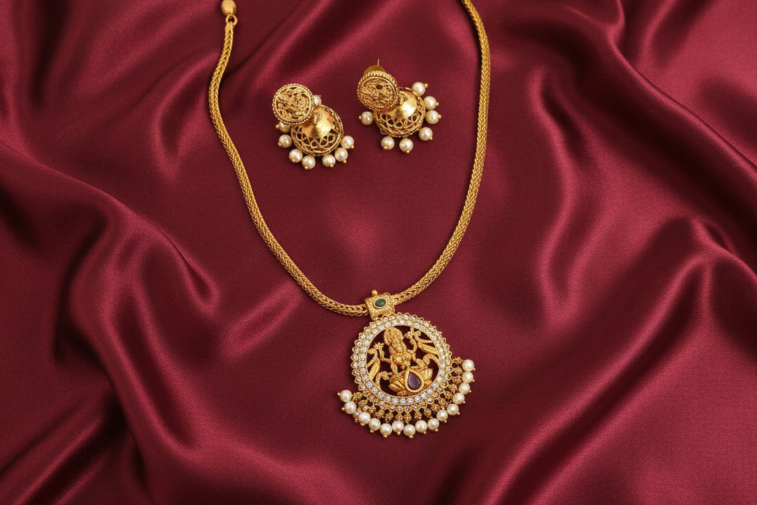 Lakshmi Pendant Necklace Set V3