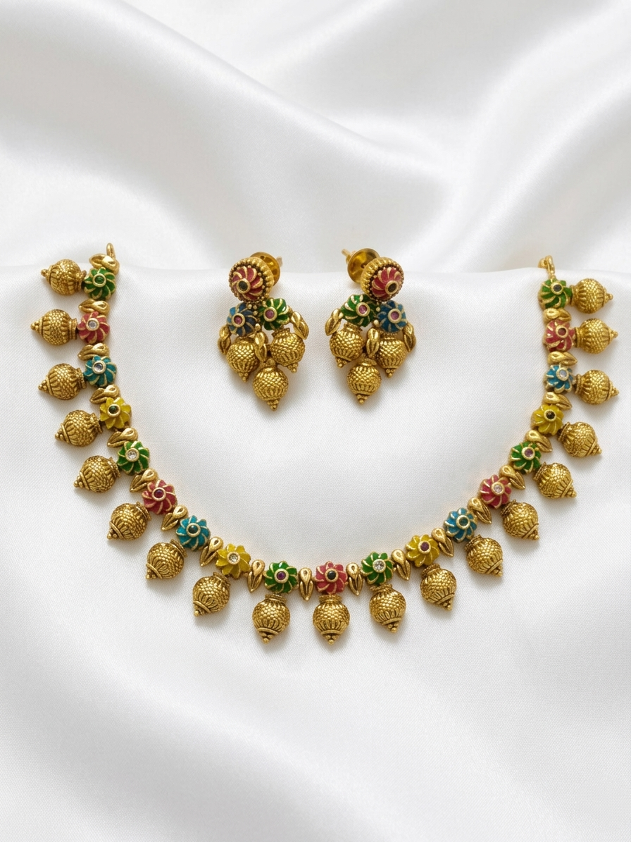 Enamel Polish Non Idol Necklace Set V97