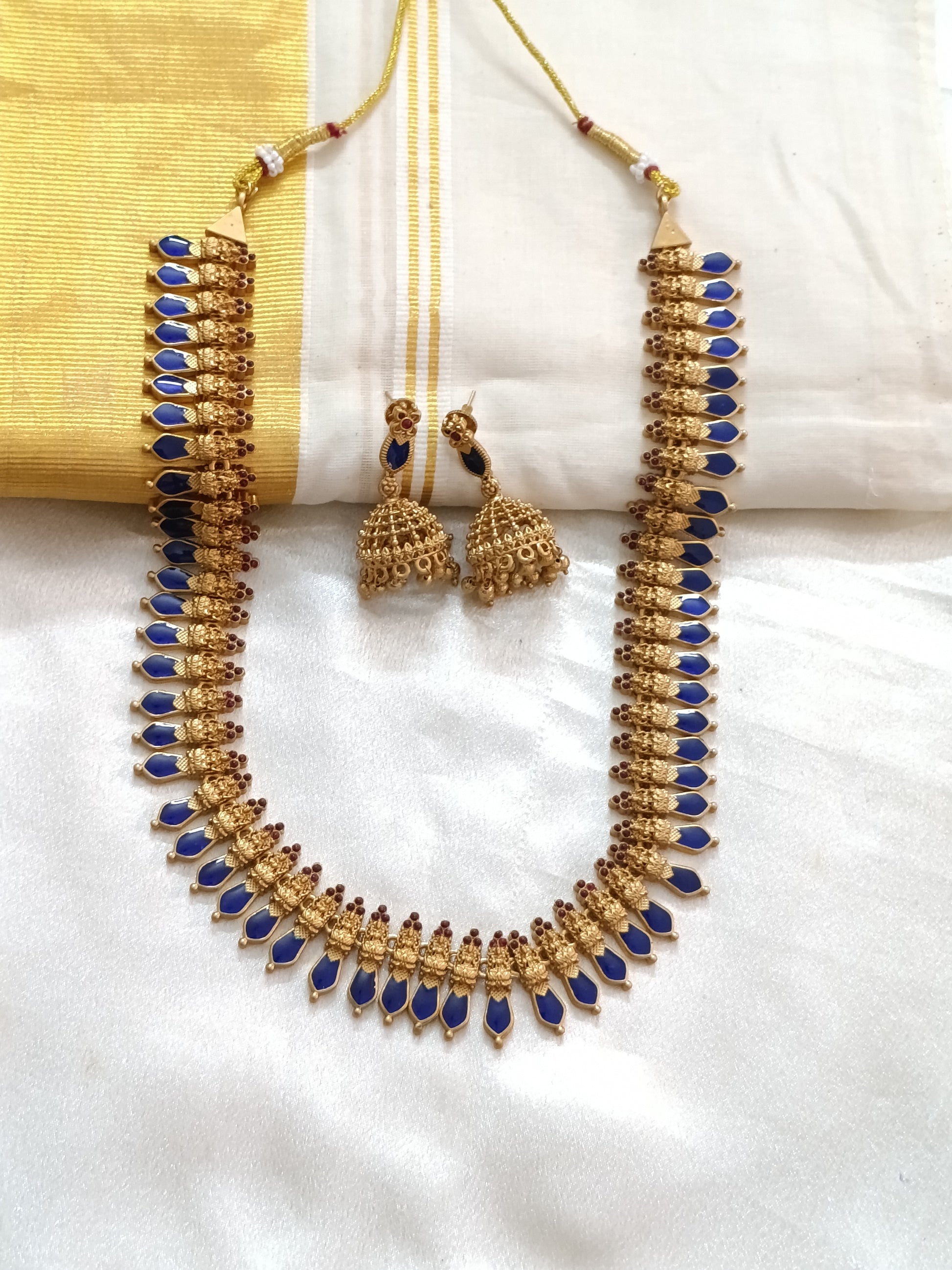 Matte Finish Nagapadam Long Necklace Set