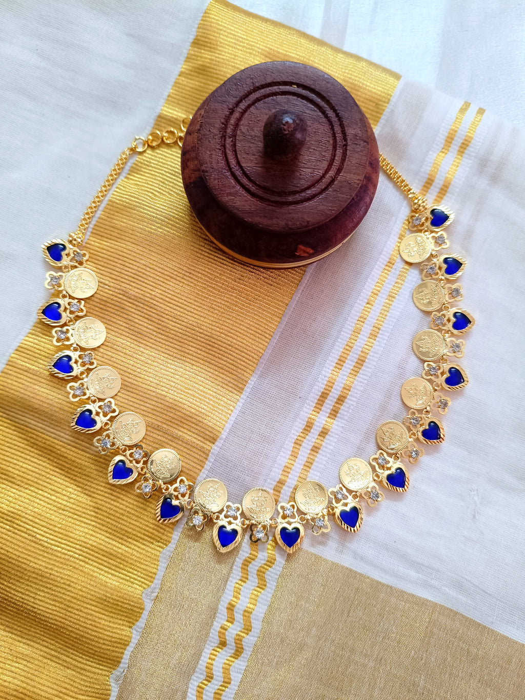 Micro Polish Heart Palakka Coin Necklace